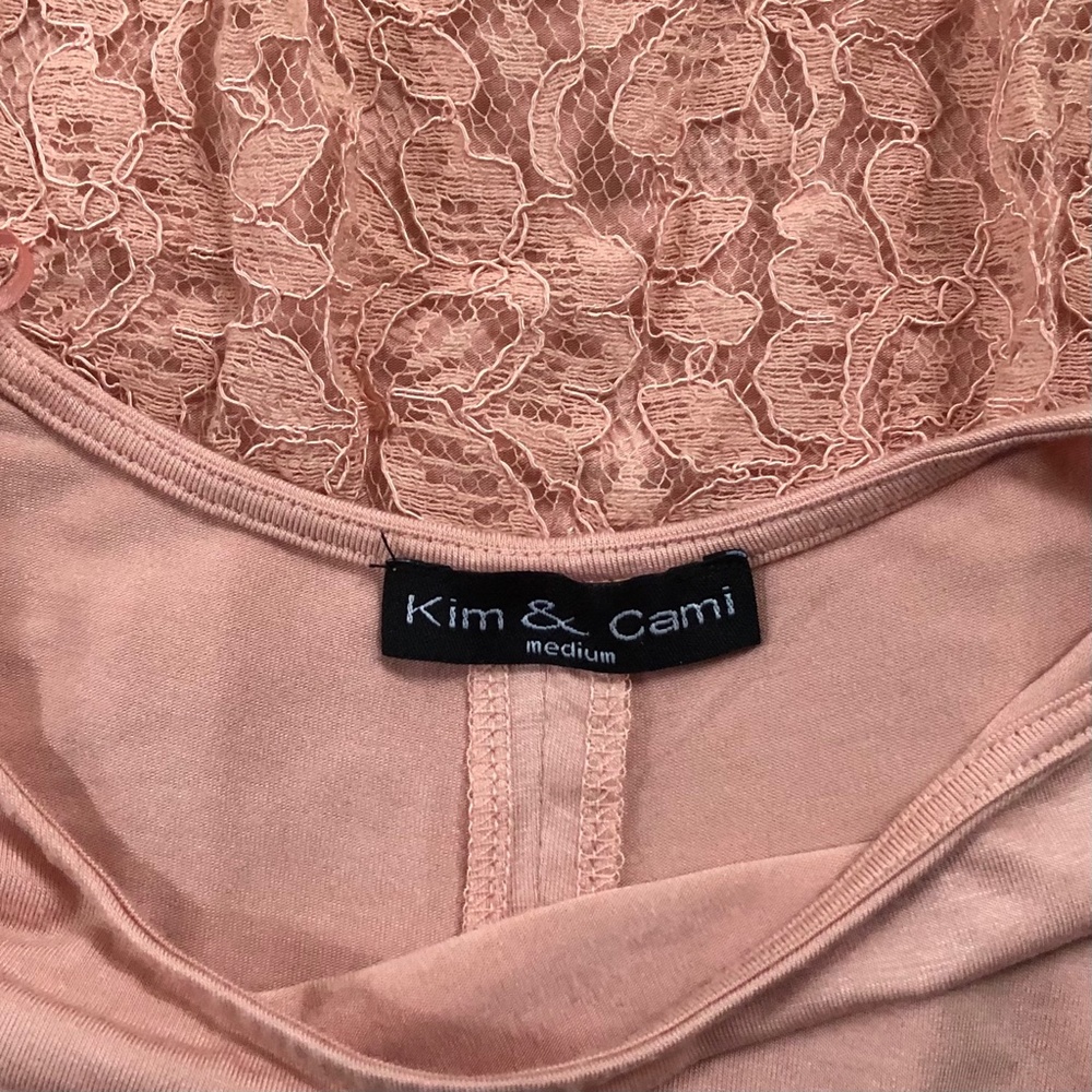 Kim & Cami Blush Pink Tunic Top with lace insert M - Picture 4 of 4